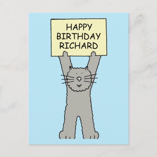 Carte Postale Joyeux anniversaire Richard Cartoon Chat (Devant)