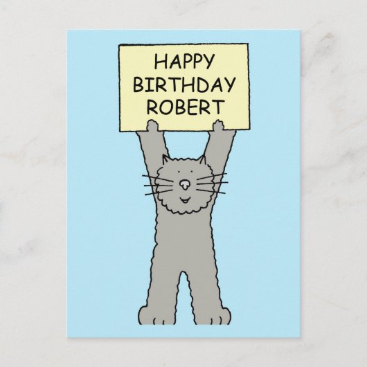 Carte Postale Joyeux Anniversaire Robert Chat de Dessin Animé (Devant)