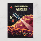 Carte Postale Joyeux anniversaire Rocket Space Universe Amusant (Devant)
