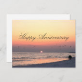 Carte Postale Joyeux Anniversaire - Romantique Couple Beach Suns (Devant / Derrière)