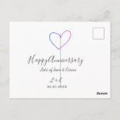 Carte Postale Joyeux anniversaire rose bleu cœur nom date simple (Dos)