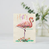 Carte Postale Joyeux anniversaire rose flamande (Debout devant)