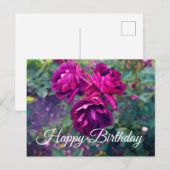 Carte Postale Joyeux Anniversaire Rose Glacée Bourgogne #3-2 Car (Devant / Derrière)