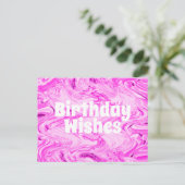 Carte Postale Joyeux Anniversaire Rose Moderne Gras Lumineux (Debout devant)