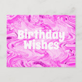 Carte Postale Joyeux Anniversaire Rose Moderne Gras Lumineux (Devant)