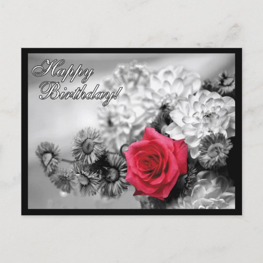 Carte Postale Joyeux Anniversaire Rose Rouge Avec Noir Et Blan Zazzle Be Carte Postale Joyeux Anniversaire Rose Rouge Avec Noir Et Blan Zazzle Be