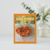 Carte Postale Joyeux Anniversaire ! Roses oranges et jaunes (Debout devant)