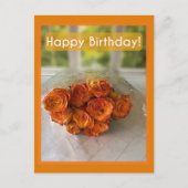 Carte Postale Joyeux Anniversaire ! Roses oranges et jaunes (Devant)