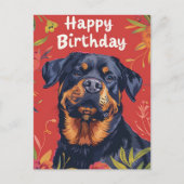 Carte Postale Joyeux Anniversaire Rottweiler (Devant)