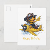 Carte Postale Joyeux anniversaire Rottweiler Dog Pilote avion (Devant / Derrière)