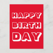 Carte Postale Joyeux anniversaire, Rouge blanc moderne audacieux (Devant)