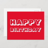 Carte Postale Joyeux anniversaire rouge blanc moderne typographi (Devant / Derrière)