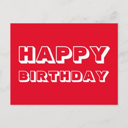Carte Postale Joyeux anniversaire rouge blanc moderne typographi (Devant)