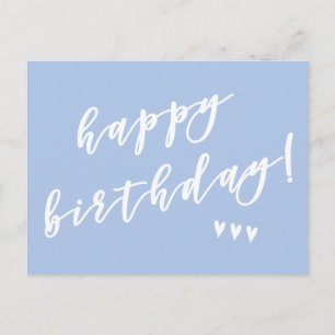 Carte Postale Joyeux anniversaire ! Script de pinceau bleu