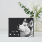 Carte Postale Joyeux Anniversaire Sibérie Husky Chien Chien Pot  (Debout devant)