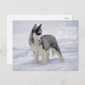 Carte Postale Joyeux anniversaire Sibérie Husky Puppy Dog Card (Devant / Derrière)