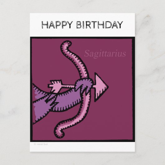 Carte Postale Joyeux Anniversaire SIGNE Zodiaque Sagittarius Car (Devant)