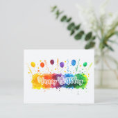 Carte Postale Joyeux Anniversaire Simple Couleur Moderne (Debout devant)