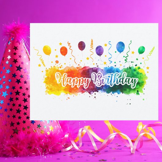 Carte Postale Joyeux Anniversaire Simple Couleur Moderne