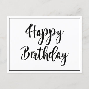 Carte Postale Joyeux Anniversaire Simple Noir Blanc 
