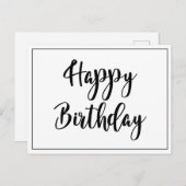 Carte Postale Joyeux Anniversaire Simple Noir Blanc (Devant / Derrière)
