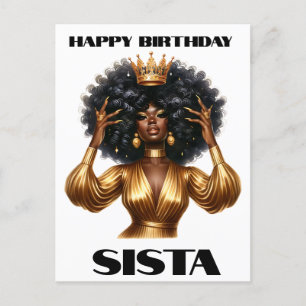 Carte Postale Joyeux anniversaire Sista femme noire reines melan