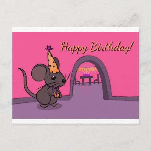 Carte Postale Joyeux anniversaire - souris (Devant)