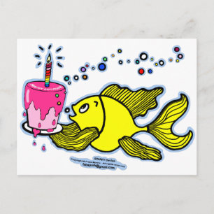 Carte Postale Joyeux anniversaire, Sparky avec un gâteau et une