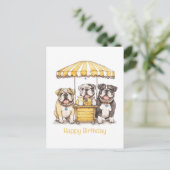 Carte Postale Joyeux Anniversaire Stand de Limonade des Bouledog (Debout devant)
