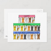 Carte Postale Joyeux anniversaire Stepdad Cartoon Cats (Devant / Derrière)