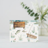 Carte Postale Joyeux anniversaire sur le thème de la pêche pour  (Debout devant)