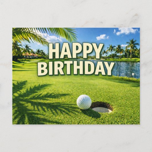 Carte Postale Joyeux Anniversaire sur le thème Golf Floride  (Devant)