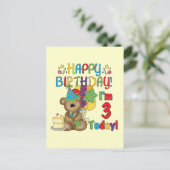 Carte Postale Joyeux anniversaire Teddy Bear 3e t-shirts et cade (Debout devant)