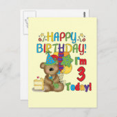 Carte Postale Joyeux anniversaire Teddy Bear 3e t-shirts et cade (Devant / Derrière)