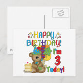 Carte Postale Joyeux anniversaire Teddy Bear 3e t-shirts et cade (Devant / Derrière)