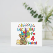 Carte Postale Joyeux anniversaire Teddy Bear 4th T-shirts et cad (Debout devant)