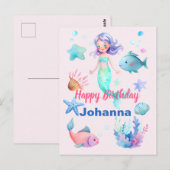Carte Postale Joyeux Anniversaire Thème Animaux de Mer Mermaid (Devant / Derrière)