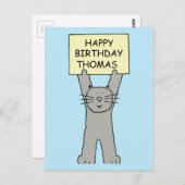 Carte Postale Joyeux anniversaire Thomas Cartoon Cat (Devant / Derrière)