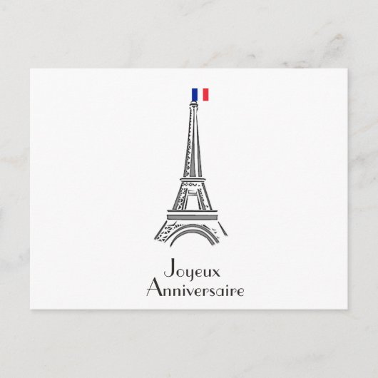 Carte Postale Joyeux Anniversaire Tour Eiffel Anniversaire franç (Devant)