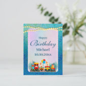 Carte Postale Joyeux Anniversaire Train Avec Vœux de Jolis Anima (Debout devant)