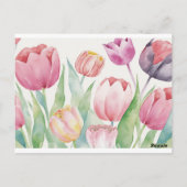 Carte Postale Joyeux Anniversaire Tulipes Aquarelle Floral Abstr (Dos)