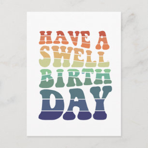 Carte Postale Joyeux anniversaire typographie arc-en-ciel modern