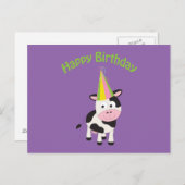 Carte Postale Joyeux anniversaire ! Vache (Devant / Derrière)
