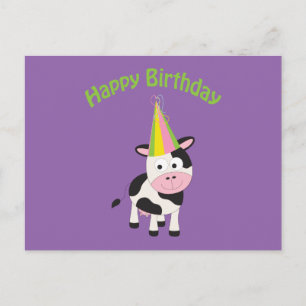 Carte Postale Joyeux anniversaire ! Vache