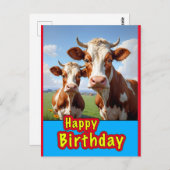 Carte Postale joyeux anniversaire vaches (Devant / Derrière)