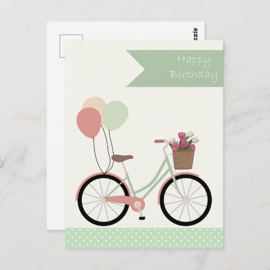 Carte Postale Joyeux anniversaire vélo (Devant / Derrière)