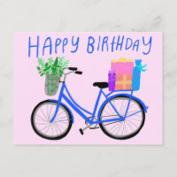 JOYEUX ANNIVERSAIRE Vélo Bleu Mignon Personnalisé 