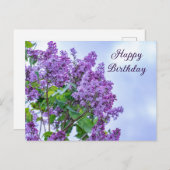 Carte Postale Joyeux Anniversaire Vibrant Fleurs Lilac Violet (Devant / Derrière)