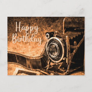 Carte Postale Joyeux Anniversaire Vieux Film Vintage Camera
