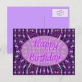 Carte Postale joyeux anniversaire violet (Devant / Derrière)